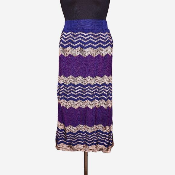 Loft Chevron Knit Midi Skirt Sz S - Picture 2 of 6